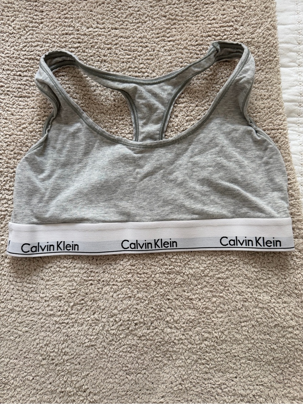 Calvin Klein Light Gray Racerback Logo Bralette